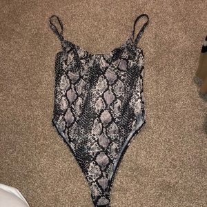snake print mesh thong bodysuit